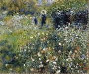 Mujer con una sombrilla en un jarden Auguste renoir